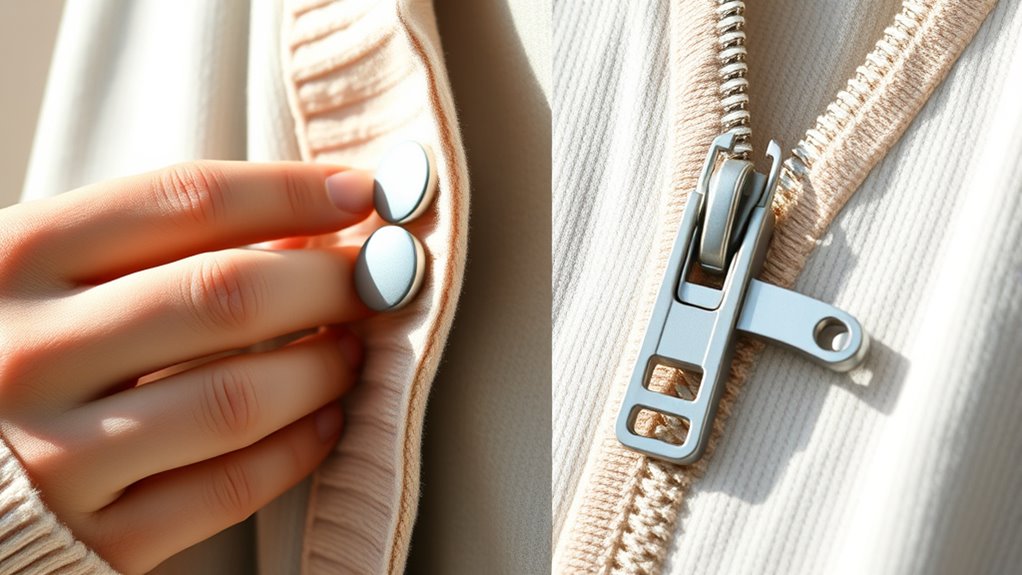 magnetic button and zipper aids