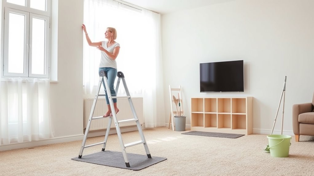 prevent falls during cleaning