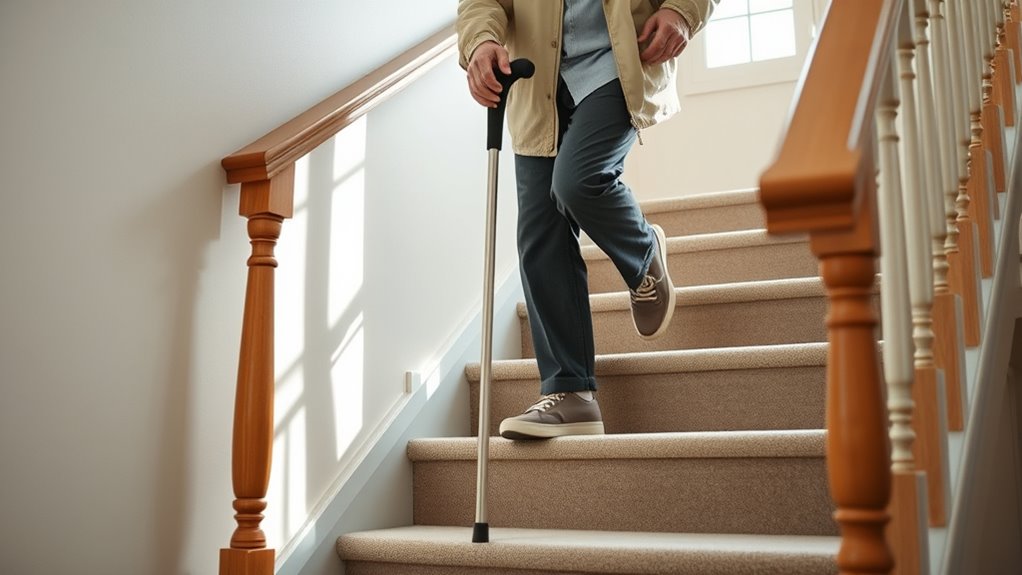 use stairs safely with assistive devices